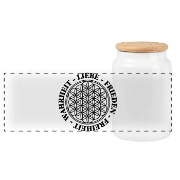 Liebe Frieden Freiheit Wahrheit BDL 1 - Panorama Keksdose mit Holzdeckel - Weiß - Vorne