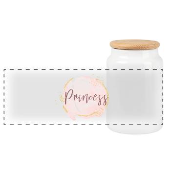 Princess Pink Gold Accents - Boîte à biscuits avec couvercle en bois - blanc - Devant
