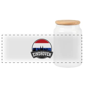 Eindhoven Pays-Bas Skyline Voyage Souvenir Dutc - Boîte à biscuits avec couvercle en bois - blanc - Devant
