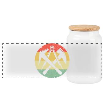 Dachdecker Zunftsymbol Auf Vintage Retro Farben - Panorama Keksdose mit Holzdeckel - Weiß - Vorne