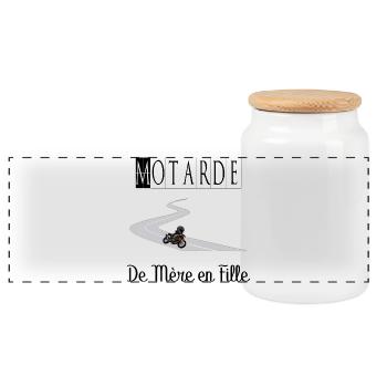 Motarde de Mère en Fille Moto - Boîte à biscuits avec couvercle en bois - blanc - Devant