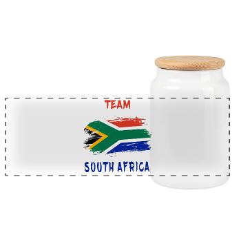 Team Afrique du Sud drapeaux design - Boîte à biscuits avec couvercle en bois - blanc - Devant