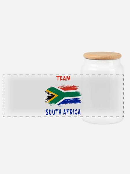 Team South Africa Flags Design - Panoramic Cookie Jar with Wooden Lid - white
