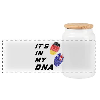 In my DNA Germany and Australia / present - Panoramic Cookie Jar with Wooden Lid - white - Front