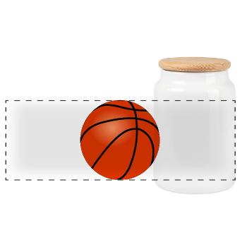 Basketball - Panoramic Cookie Jar with Wooden Lid - white - Front