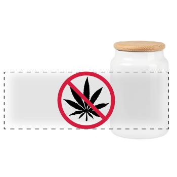 Weed Prohibited Sign - Panoramic Cookie Jar with Wooden Lid - white - Front