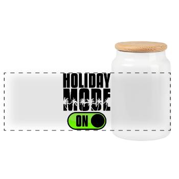 Holiday Holidays Time Out Palm Trees Caribbean Sea Beach - Panoramic Cookie Jar with Wooden Lid - white - Front