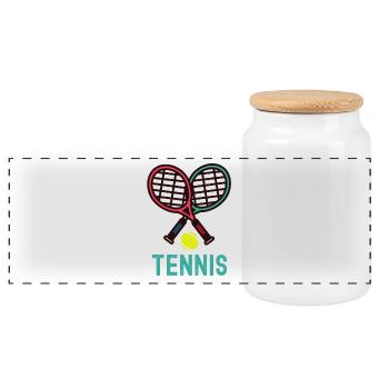 Tennis - Panoramic Cookie Jar with Wooden Lid - white - Front