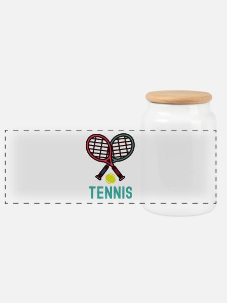Tennis - Panorama Keksdose mit Holzdeckel - Weiß