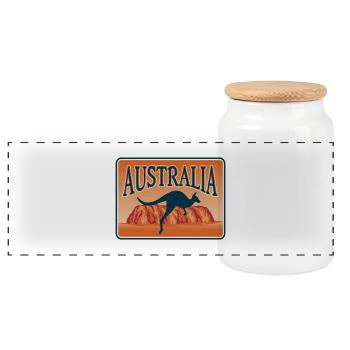Australie Voyage Souvenir Autocollant Drapeau Australien - Boîte à biscuits avec couvercle en bois - blanc - Devant