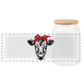 Bandana vache vache - Boîte à biscuits avec couvercle en bois - blanc - Devant