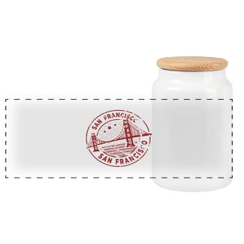San Francisco USA Reise Souvenir Stempel Abzeichen Stic - Panorama Keksdose mit Holzdeckel - Weiß - Vorne