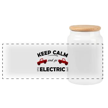 Electric - Panoramic Cookie Jar with Wooden Lid - white - Front