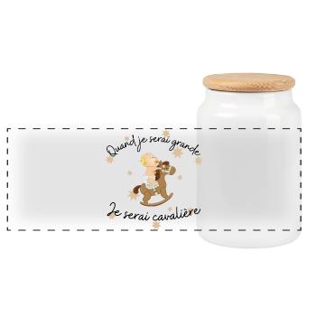 Quand je serai grande Je serai cavalière - Boîte à biscuits avec couvercle en bois - blanc - Devant