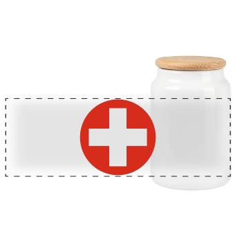 Autocollant cocarde de l'armée de l'air de Suisse Schweiz - Boîte à biscuits avec couvercle en bois - blanc - Devant