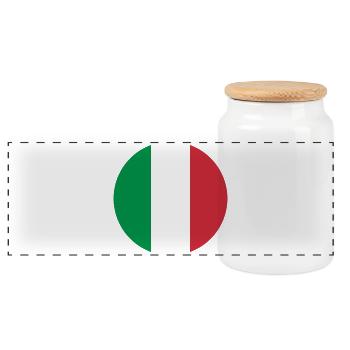 runde Aufkleber Flagge von Italien Aufkleber Aufkleber - Panorama Keksdose mit Holzdeckel - Weiß - Vorne