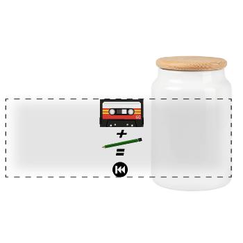 80er Kassette - Panorama Keksdose mit Holzdeckel - Weiß - Vorne