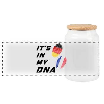 Es ist in meiner DNA Deutschland und Frankreich - Panorama Keksdose mit Holzdeckel - Weiß - Vorne