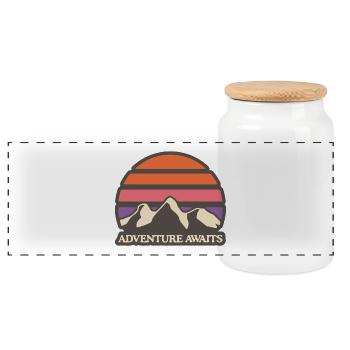 Montagnes dans un coucher de soleil rétro - Boîte à biscuits avec couvercle en bois - blanc - Devant