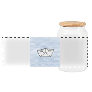 Navire en papier - Boîte à biscuits avec couvercle en bois - blanc - Devant