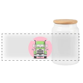 Truck trucks lorry - Panoramic Cookie Jar with Wooden Lid - white - Front