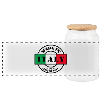 MADE IN ITALY Italien Italia Geschenk - Panorama Keksdose mit Holzdeckel - Weiß - Vorne