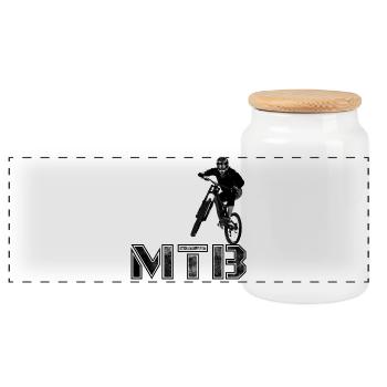 MTB Mountainbiking Geschenk - Panorama Keksdose mit Holzdeckel - Weiß - Vorne