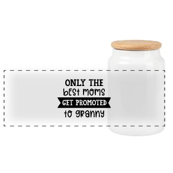 Only the best mothers become grandmothers - Panoramic Cookie Jar with Wooden Lid - white - Front