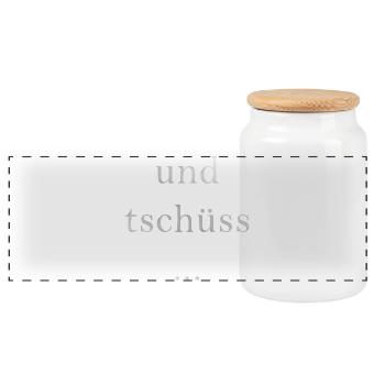 und tschüss... - Panorama Keksdose mit Holzdeckel - Weiß - Vorne