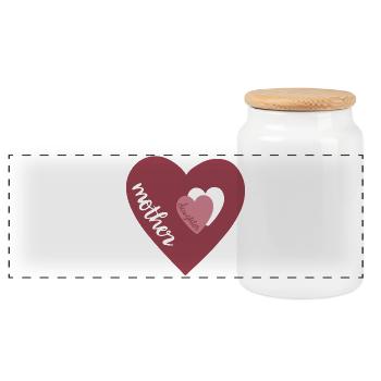 Conception du cœur mère-fille - Boîte à biscuits avec couvercle en bois - blanc - Devant