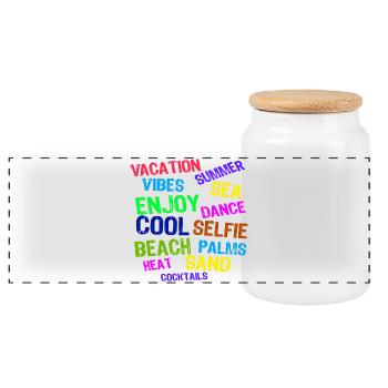 Vacation Relax Holidays Summer Sun Travel - Panoramic Cookie Jar with Wooden Lid - white - Front