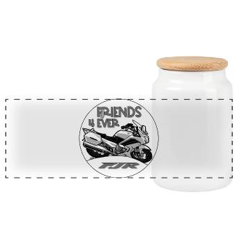 990 FJRiends 4 ever - Panoramic Cookie Jar with Wooden Lid - white - Front