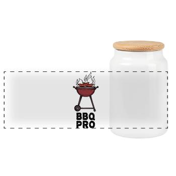 Grilling Grillmeister Barbecue Bratwurst Statement - Panoramic Cookie Jar with Wooden Lid - white - Front