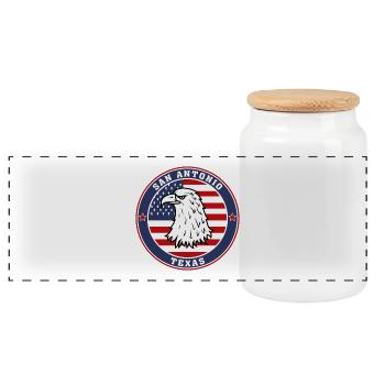 San Antonio City Texas State Etats-Unis Flag Travel Souve - Boîte à biscuits avec couvercle en bois - blanc - Devant