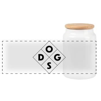 Chien - Boîte à biscuits avec couvercle en bois - blanc - Devant