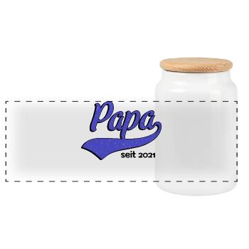 Papa père papa fête des pères Fête des hommes Papa - Boîte à biscuits avec couvercle en bois - blanc - Devant