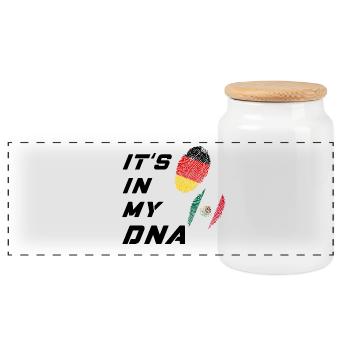 Es ist in meiner DNA Deutschland und Mexiko - Panorama Keksdose mit Holzdeckel - Weiß - Vorne