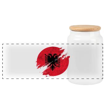 Albanien Vintage Kreis Flagge / Geschenk Tirana - Panorama Keksdose mit Holzdeckel - Weiß - Vorne