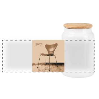 3107 No7 chair Arne Jacobsen Fritz Hansen - Panoramic Cookie Jar with Wooden Lid - white - Front
