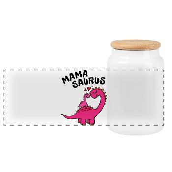 Mama Dinosaurier Muttertag Beste Mutter Lustig - Panorama Keksdose mit Holzdeckel - Weiß - Vorne