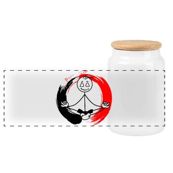 Méditation zen - Boîte à biscuits avec couvercle en bois - blanc - Devant