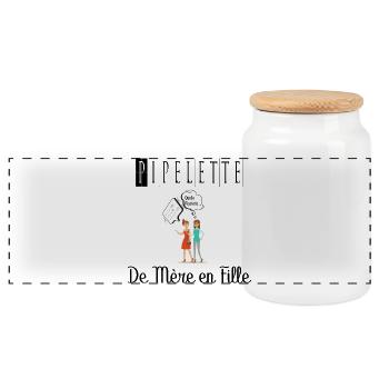 Pipelette de Mère en Fille Bavarde - Boîte à biscuits avec couvercle en bois - blanc - Devant
