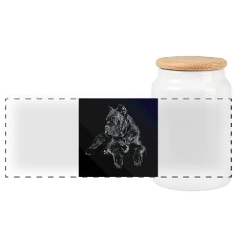 Cane Corso Italiano - Panorama Keksdose mit Holzdeckel - Weiß - Vorne