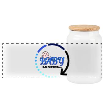Bébé enceinte naissance grossesse bébé bosse - Boîte à biscuits avec couvercle en bois - blanc - Devant