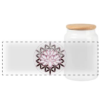 Lotus flower of life - Panoramic Cookie Jar with Wooden Lid - white - Front