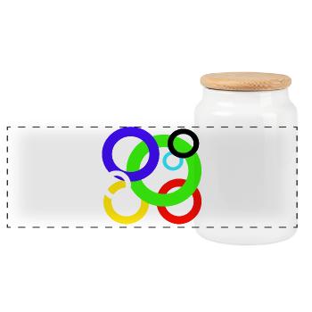 Design anneaux colorés - Boîte à biscuits avec couvercle en bois - blanc - Devant