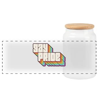 Gay Pride Rainbow Shadow Statement - Panoramic Cookie Jar with Wooden Lid - white - Front