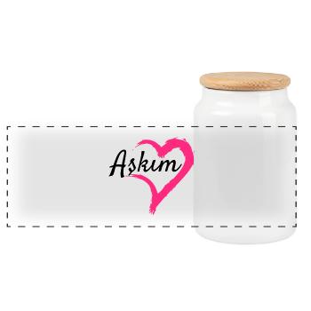 Askim mot idée cadeau turc amour - Boîte à biscuits avec couvercle en bois - blanc - Devant