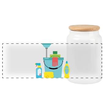 Cleaning products - Panoramic Cookie Jar with Wooden Lid - white - Front