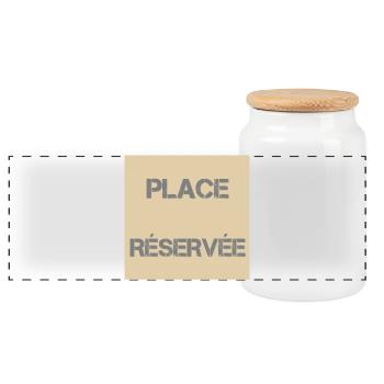 Reservierter Sitzplatz Distress Beige - Panorama Keksdose mit Holzdeckel - Weiß - Vorne